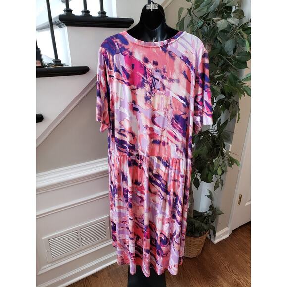 LOGO by Lori Goldstein Dress Women 2X Multicolor Midi Stretch Soft Knit Casual - Picture 7 of 15